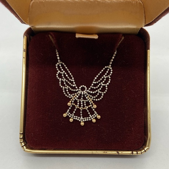 10k Yellow Gold and Sterling Silver Angel necklace - Picture 2 of 6